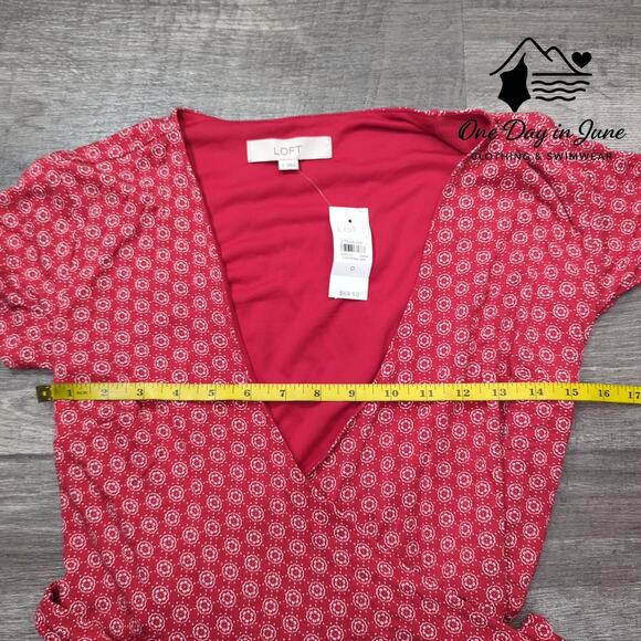 Loft Short Sleeve Wrap Mini Dress Size 0 - Picture 3 of 5